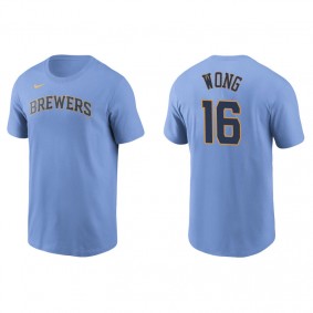 Men's Milwaukee Brewers Kolten Wong Light Blue Name & Number Nike T-Shirt
