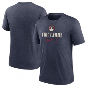 Men's Cleveland Guardians Heather Navy 2024 City Connect Tri-Blend T-Shirt