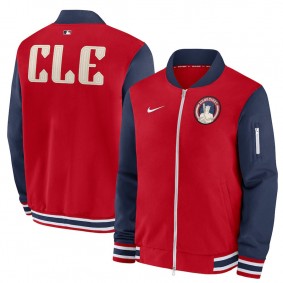 Men's Cleveland Guardians Red 2024 City Connect Authentic Collection Game Time Full-Zip Bomber Jacket