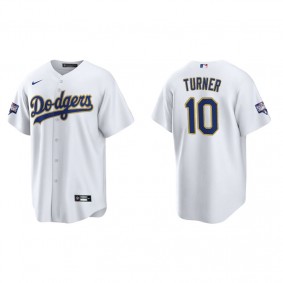 Men's Los Angeles Dodgers Justin Turner White Gold 2021 City Connect Replica Jersey