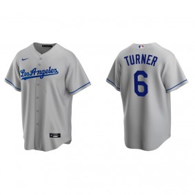 Men's Los Angeles Dodgers Trea Turner Gray Replica Road Jersey