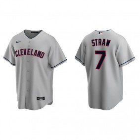 Men's Cleveland Indians Myles Straw Gray Replica Road Jersey