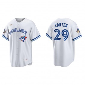 Joe Carter Toronto Blue Jays White 1992 World Series Patch 30th Anniversary Cooperstown Collection Jersey