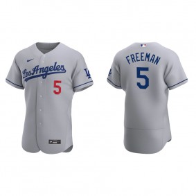 Men's Los Angeles Dodgers Freddie Freeman Gray Authentic Road Jersey