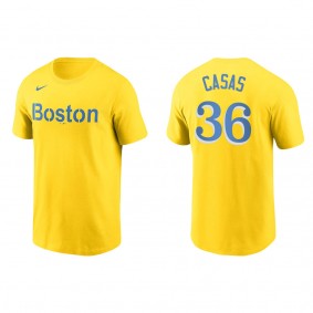 Men's Triston Casas Boston Red Sox Gold City Connect Wordmark T-Shirt