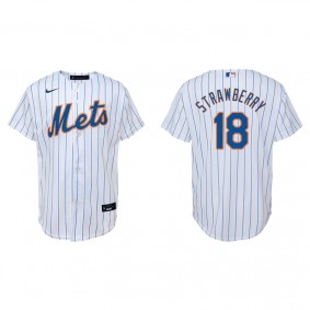Youth New York Mets Darryl Strawberry White Replica Home Jersey