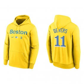 Men's Boston Red Sox Rafael Devers Gold 2021 City Connect Therma Hoodie