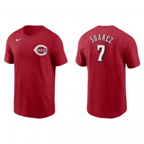 Men's Cincinnati Reds Eugenio Suarez Red Name & Number Nike T-Shirt