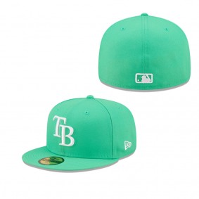 Tampa Bay Rays Island Green Logo White 59FIFTY Fitted Hat