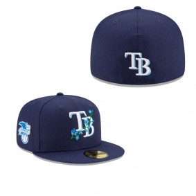 Men's Tampa Bay Rays Navy American League Bloom Side Patch 59FIFTY Fitted Hat