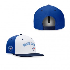Men's Toronto Blue Jays  White Navy Iconic Color Blocked Snapback Hat